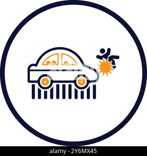 car, accident, man, car knock down a pedestrian icon Stock Vector