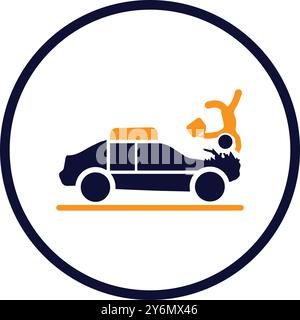 car, accident, man, car knock down a pedestrian icon Stock Vector