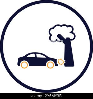 car, tree, accident, car accident, car accident with tree, car knock down a pedestrian icon Stock Vector