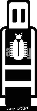 pendrive, bug, virus, usb, flash, computer drive, computer bug virus on usb flash drive icon Stock Vector
