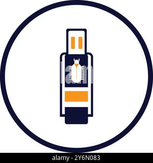 pendrive, bug, virus, usb, flash, computer drive, computer bug virus on usb flash drive icon Stock Vector