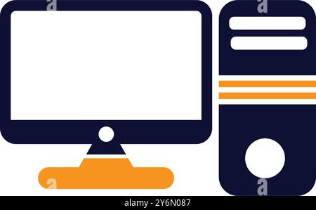 computer, pc, desktop, cpu, monitor, computer pc desktop icon Stock Vector