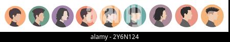 Set of avatars of male cartoon characters Stock Vector