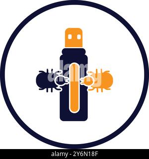 pendrive, bug, virus, usb, flash, computer drive, computer bug virus on usb flash drive icon Stock Vector