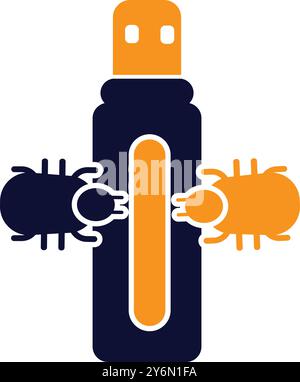 pendrive, bug, virus, usb, flash, computer drive, computer bug virus on usb flash drive icon Stock Vector