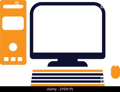 computer, pc, desktop, cpu, monitor, computer pc desktop icon Stock Vector