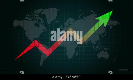 Abstract stock market, infographic visualization. Financial chart with uptrend line graphs and candlesticks. Futuristic network or business analytics Stock Vector
