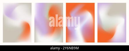 Set abstract y2k background with colorful gradient. Soft vertical illustration for posters, screen designs, cover templates, banners or flyers Stock Vector