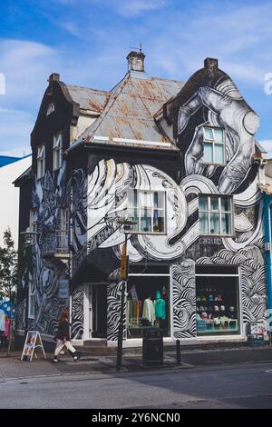 Iceland, Reykjavik. Street art in the city center Stock Photo
