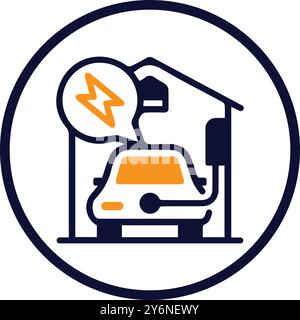 electric car, car, station, charging station, electric car charge station icon Stock Vector
