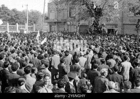 Teheran: Some of the 10,000 demonstrators at the rally called by the Communist constrolled National Association for the struggle against the Anglo Iranian Oil Company, held in parliment Square here in sympathy with workers on strike in the Persian oil area. Abadan, the oil refinery centre, is paralysed by the terrorist action of demonstrators. The refinary has closed down as the result of picketing, and terrorists have threateded to kill workers if they load tankers.  Troops and tanks have been called out in Abadan  16 April 1951 Stock Photo