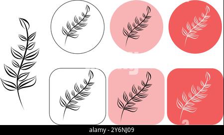 Logos of flower in a minimal linear style. For packaging cosmetics, beauty Studio, tattoo, Spa, manicure, jewelry Stock Vector