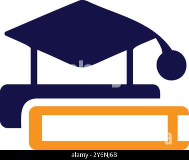 graduation, cap, books, graduation cap on the books icon Stock Vector