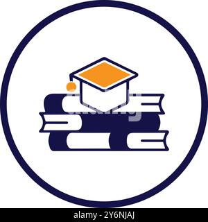 graduation, cap, books, graduation cap on the books icon Stock Vector