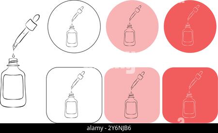 Serum icon Black line art vector logo set Stock Vector