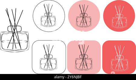 aroma diffuser vector icon set in black color. Stock Vector