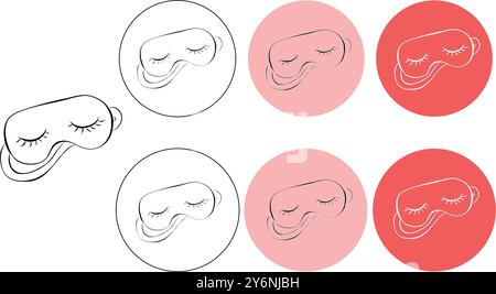 Sleeping mask vector logo set collection. Sleeping mask Outline flat logo Stock Vector