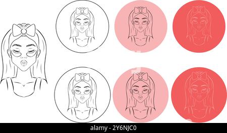 Woman with cosmetic patches on her face logo vector illustration Stock Vector