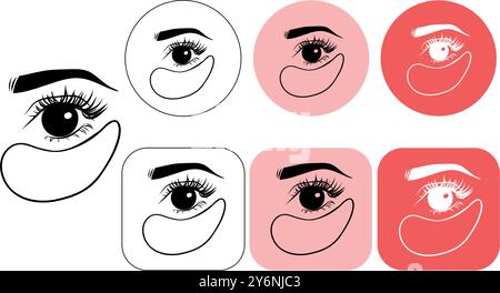 Gel Patch Line Icon. Collagen Eye Patches for Beauty and Skin Care. Face Anti Aging Procedure Icon. Cosmetic Eye Patches Against Facial Wrinkles. Vect Stock Vector