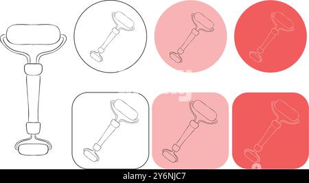 Derma roller vector logo designed in a line style on white background. Stock Vector