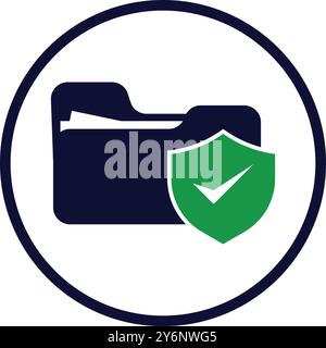 web, folder, secure, tick, gear, settings, information web folder security shield icon Stock Vector
