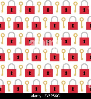 Vector seamless pattern of flat key and lock Stock Vector