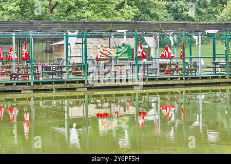 Café at the boating lake, Corby, England. Stock Photo