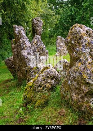 The King's Men, a stone circle that was constructed in the Late Neolithic or Early Bronze Age, part of the Rollright Stones in Oxfordshire UK Stock Photo