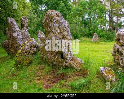 The King's Men, a stone circle that was constructed in the Late Neolithic or Early Bronze Age, part of the Rollright Stones in Oxfordshire UK Stock Photo