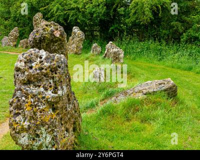 The King's Men, a stone circle that was constructed in the Late Neolithic or Early Bronze Age, part of the Rollright Stones in Oxfordshire UK Stock Photo