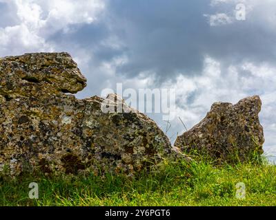 The King's Men, a stone circle that was constructed in the Late Neolithic or Early Bronze Age, part of the Rollright Stones in Oxfordshire UK Stock Photo