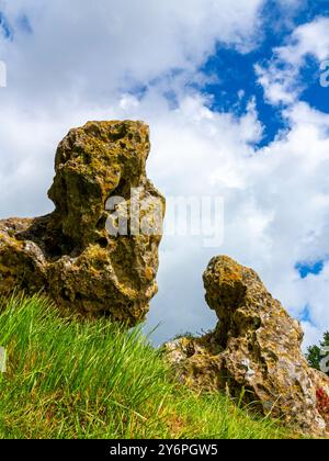 The King's Men, a stone circle that was constructed in the Late Neolithic or Early Bronze Age, part of the Rollright Stones in Oxfordshire UK Stock Photo