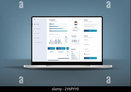 Dashboard interface. Admin panel statistic diagrams cards, web page ...