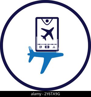 mobile, check, flight, check-in, online, mobile online flight check-in icon Stock Vector