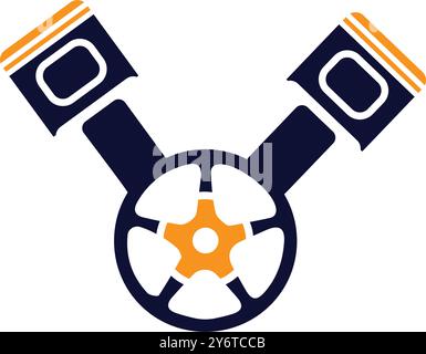 engine, equipment, machine parts, piston icon Stock Vector