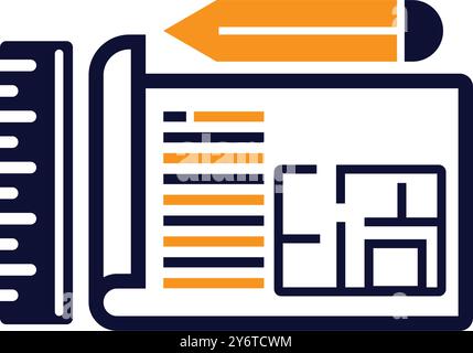 plan, building plan, scale, pencil, ruler, Planning icon Stock Vector