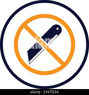 cutter, knife, don't use, not use, icon, don't use cutter icon Stock Vector