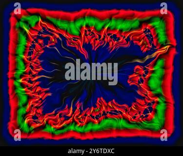 Vibrantly framed abstract starburst with radiant colorful energy lines Stock Photo