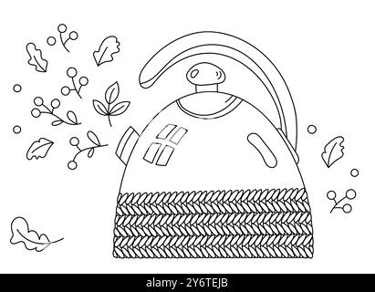 Coloring Pages of Cartoon Boiling Kettle Stock Vector