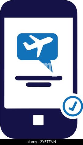 mobile, check, flight, check-in, online, mobile online flight check-in icon Stock Vector