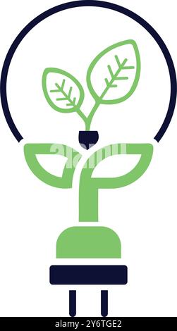 plug, leaf, plant, tree, eco plug, plug with leaf icon Stock Vector