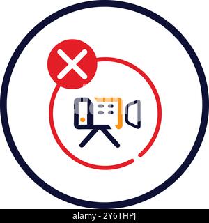 video, record, not allow, sign, icon, no video shooting sign icon Stock Vector