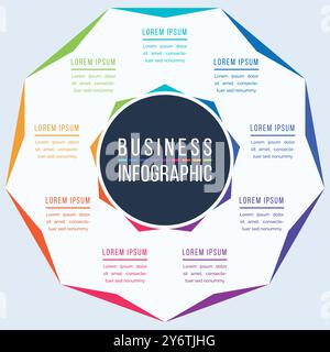 9 Steps business Infographic design 9 steps, objects, elements or options infographic business template Stock Vector