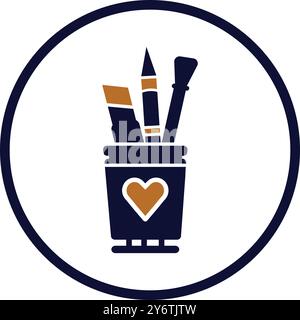 pen, pencil, holder, ruler, scale, pen holder icon Stock Vector