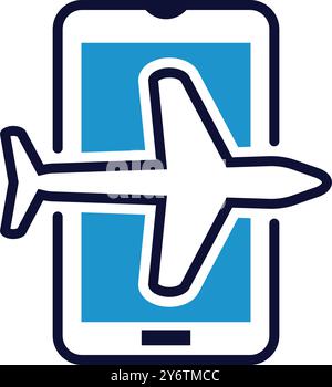 mobile, flight, plane, online, mobile online flight check-in icon Stock Vector