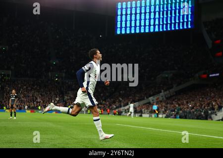 Tottenham Hotspur Stadium, London, UK. 26th Sep, 2024. UEFA Europa League Football, Tottenham Hotspur versus Qarabag; Brennan Johnson of Tottenham Hotspur celebrates after scoring the opening goal for 1-0 in the 12th minute Credit: Action Plus Sports/Alamy Live News Stock Photo