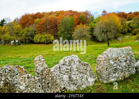 Valley of the Sphinxes. Autumn landscape. Velo Veronese, Lessinia Plateau. Province of Verona. Veneto, Italy Stock Photo