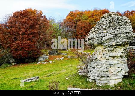 Valley of the Sphinxes. Autumn landscape. Velo Veronese, Lessinia Plateau. Province of Verona. Veneto, Italy Stock Photo