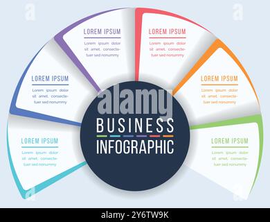 6 Steps Circle Infographic design 6 steps, objects, elements or options infographic business template Stock Vector