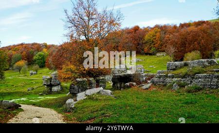 Valley of the Sphinxes. Autumn landscape. Velo Veronese, Lessinia Plateau. Province of Verona. Veneto, Italy Stock Photo